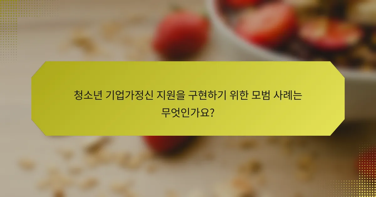 청소년 기업가정신 지원을 구현하기 위한 모범 사례는 무엇인가요?