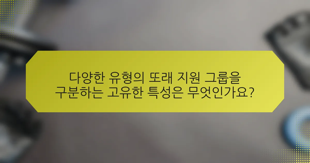 다양한 유형의 또래 지원 그룹을 구분하는 고유한 특성은 무엇인가요?