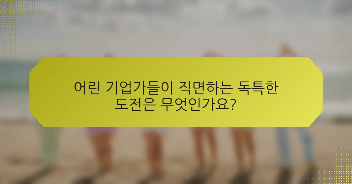 어린 기업가들이 직면하는 독특한 도전은 무엇인가요?