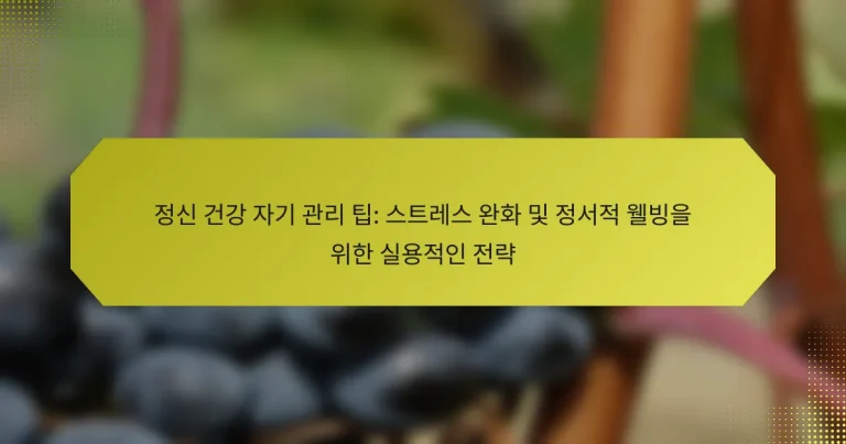 정신 건강 자기 관리 팁: 스트레스 완화 및 정서적 웰빙을 위한 실용적인 전략