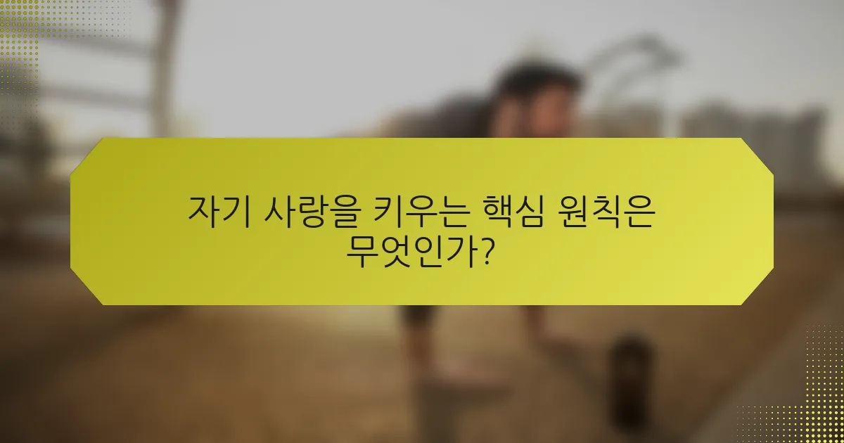 자기 사랑을 키우는 핵심 원칙은 무엇인가?