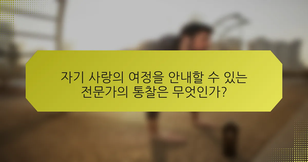 자기 사랑의 여정을 안내할 수 있는 전문가의 통찰은 무엇인가?