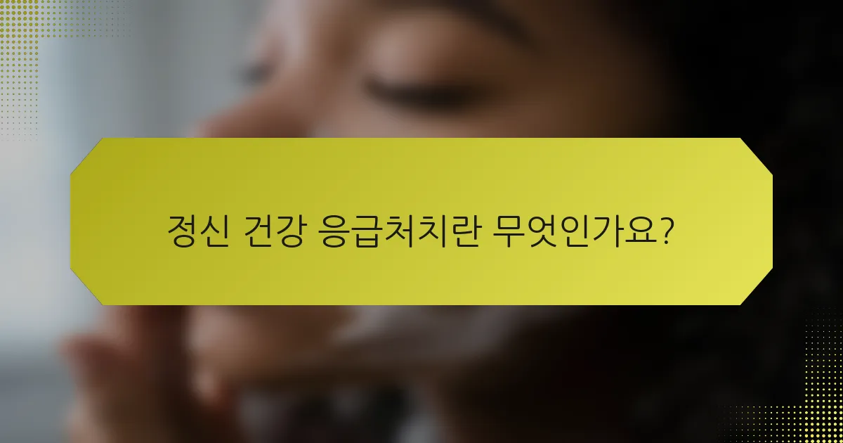 정신 건강 응급처치란 무엇인가요?
