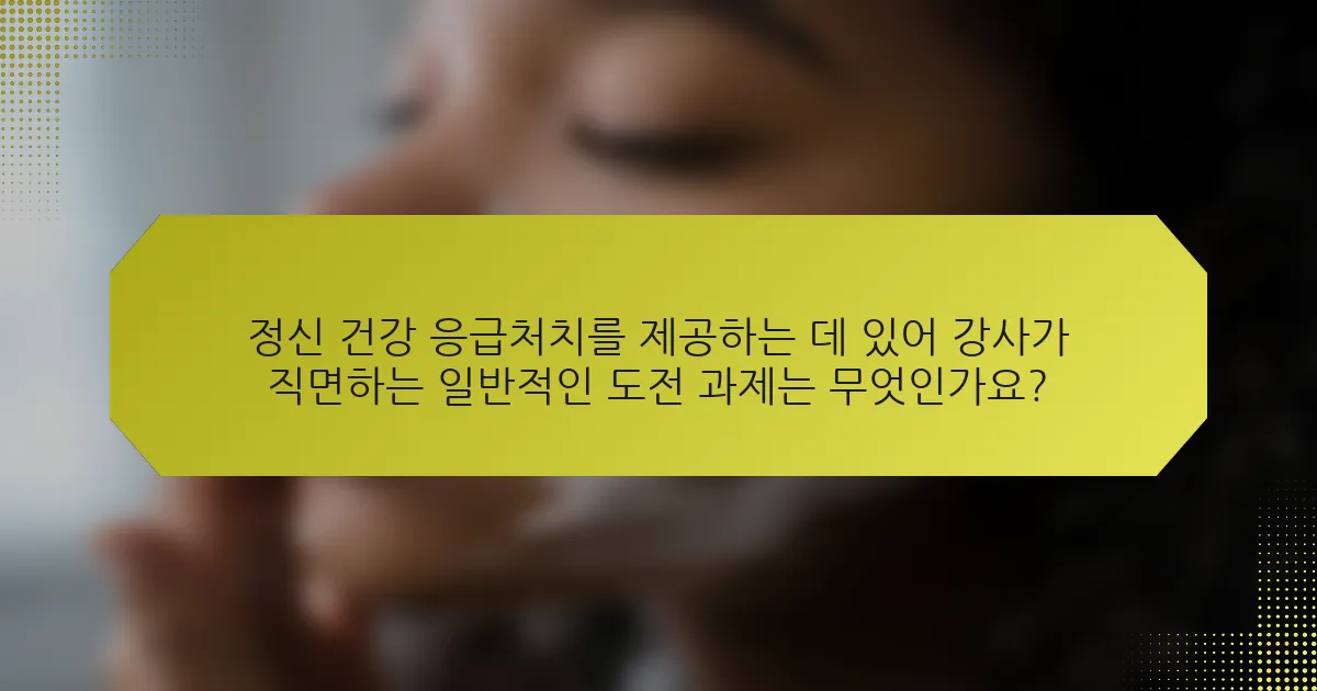 정신 건강 응급처치를 제공하는 데 있어 강사가 직면하는 일반적인 도전 과제는 무엇인가요?