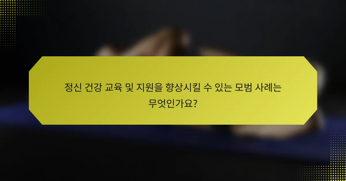 정신 건강 교육 및 지원을 향상시킬 수 있는 모범 사례는 무엇인가요?