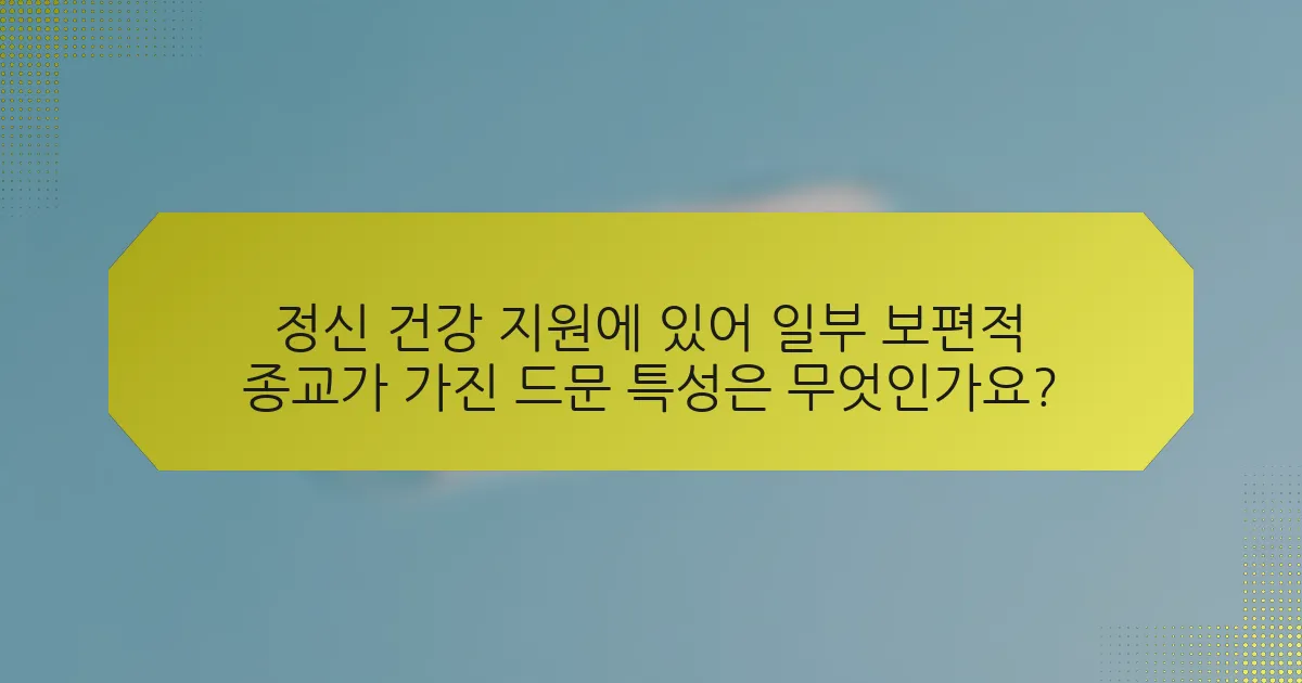 정신 건강 지원에 있어 일부 보편적 종교가 가진 드문 특성은 무엇인가요?