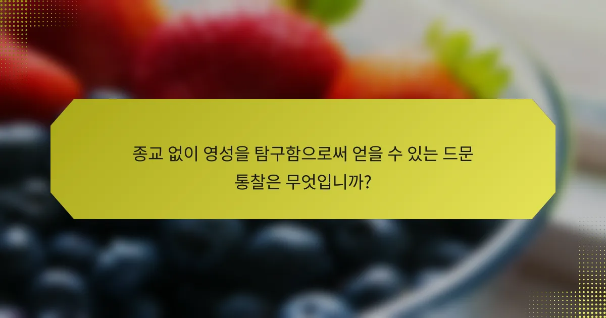 종교 없이 영성을 탐구함으로써 얻을 수 있는 드문 통찰은 무엇입니까?