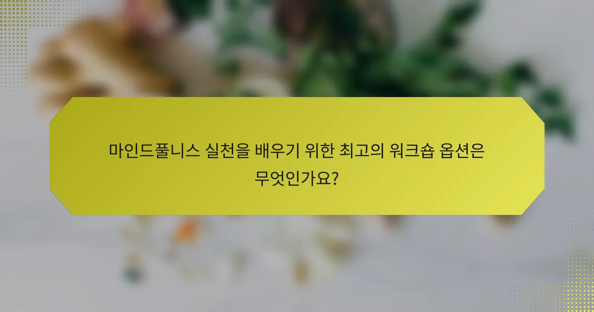 마인드풀니스 실천을 배우기 위한 최고의 워크숍 옵션은 무엇인가요?