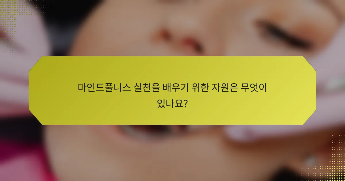 마인드풀니스 실천을 배우기 위한 자원은 무엇이 있나요?