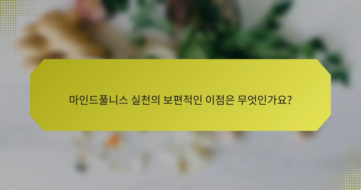 마인드풀니스 실천의 보편적인 이점은 무엇인가요?
