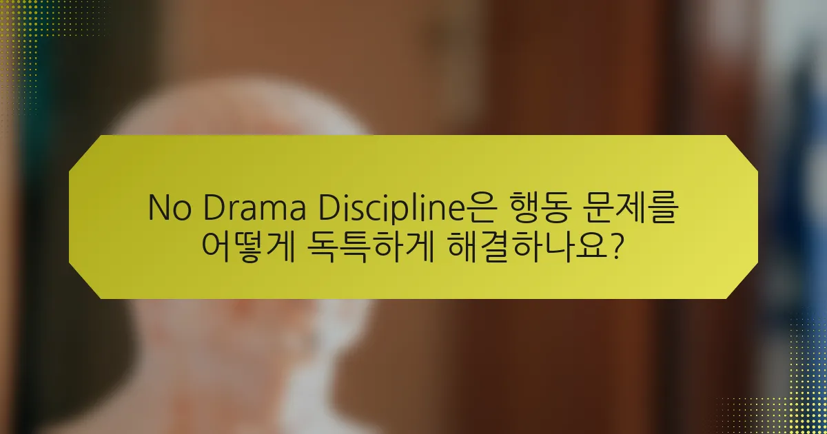 No Drama Discipline은 행동 문제를 어떻게 독특하게 해결하나요?
