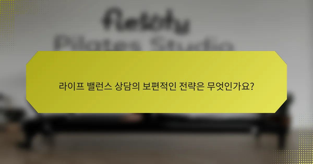라이프 밸런스 상담의 보편적인 전략은 무엇인가요?