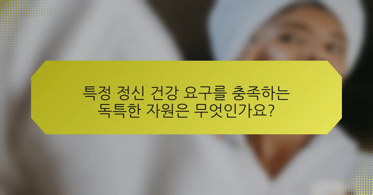 특정 정신 건강 요구를 충족하는 독특한 자원은 무엇인가요?